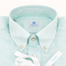Load image into Gallery viewer, Mint Green Mixed Linen Button Down Shirt