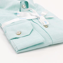 Load image into Gallery viewer, Mint Green Mixed Linen Button Down Shirt