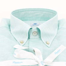 Load image into Gallery viewer, Mint Green Mixed Linen Button Down Shirt