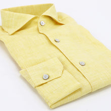 Load image into Gallery viewer, Yellow Linen One Piece Collar Shirt