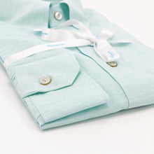 Load image into Gallery viewer, Mint Green Mixed Linen Button Down Shirt

