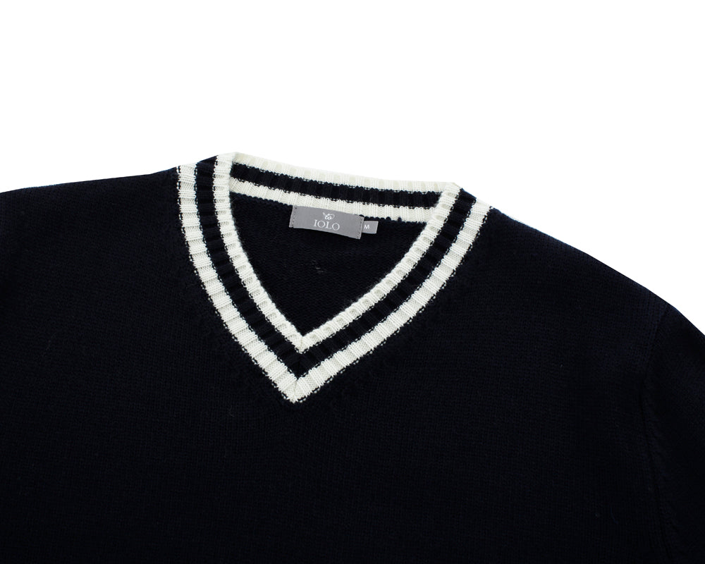 V Neck Sweater (Navy) – Sprezzaturahk